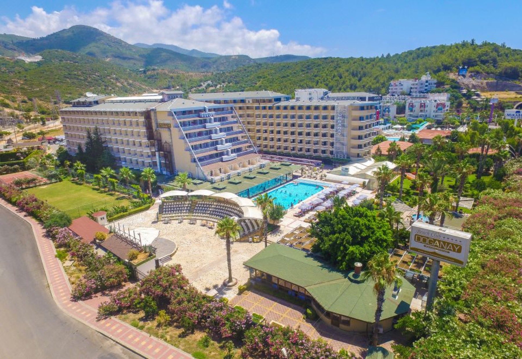 The hotel and its grounds seen from the hillside above Konaklı